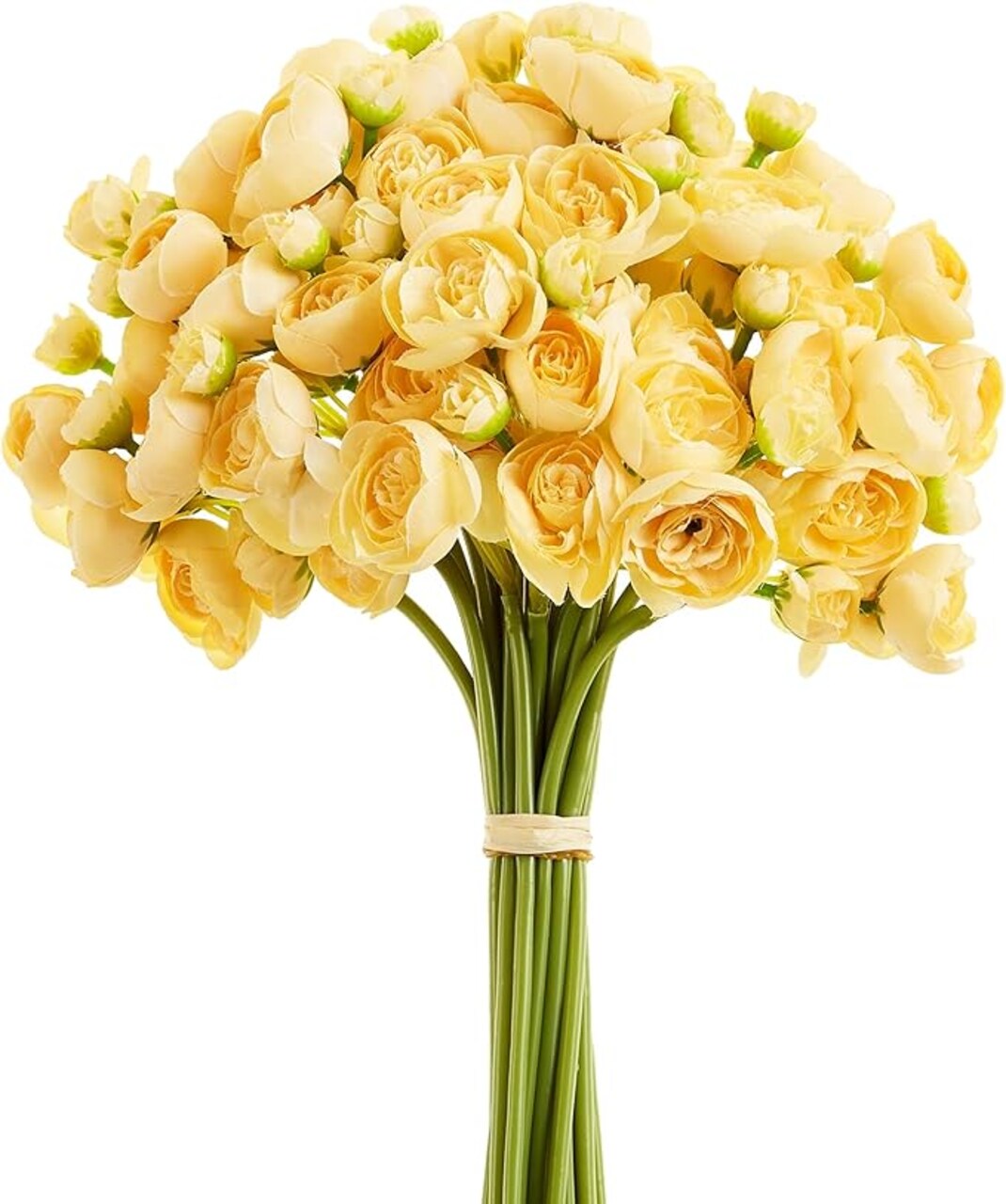 Ranunculus Yellow Artificial Flower Faux Silk Mini Ranunculus Bulk Fake Wedding Filler Flowers for DIY Bouquets, Centerpieces Arrangements Bridal Shower Decorations 15Pcs